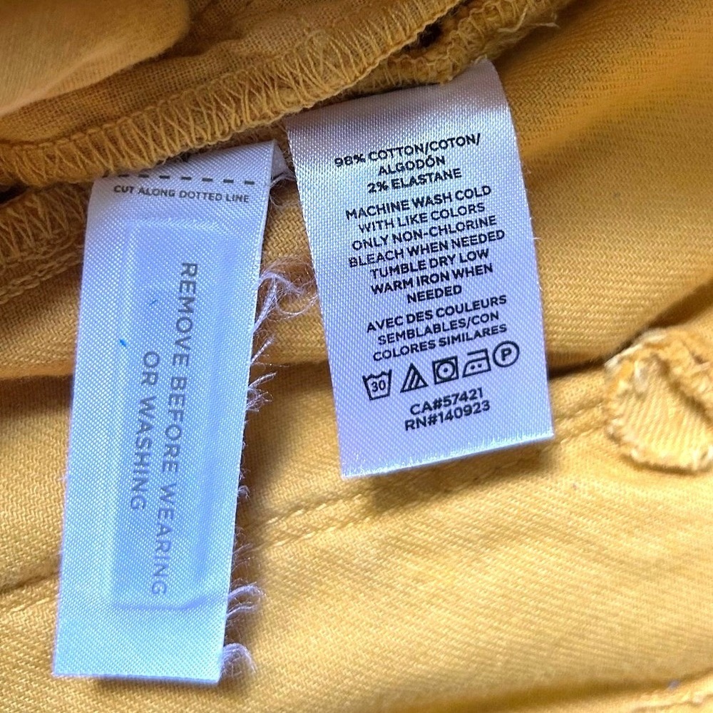 LOFT‎ Womens Mustard Yellow Paperbag Waist Tie Belt Cropped Pants Size 14 - Picture 7 of 7